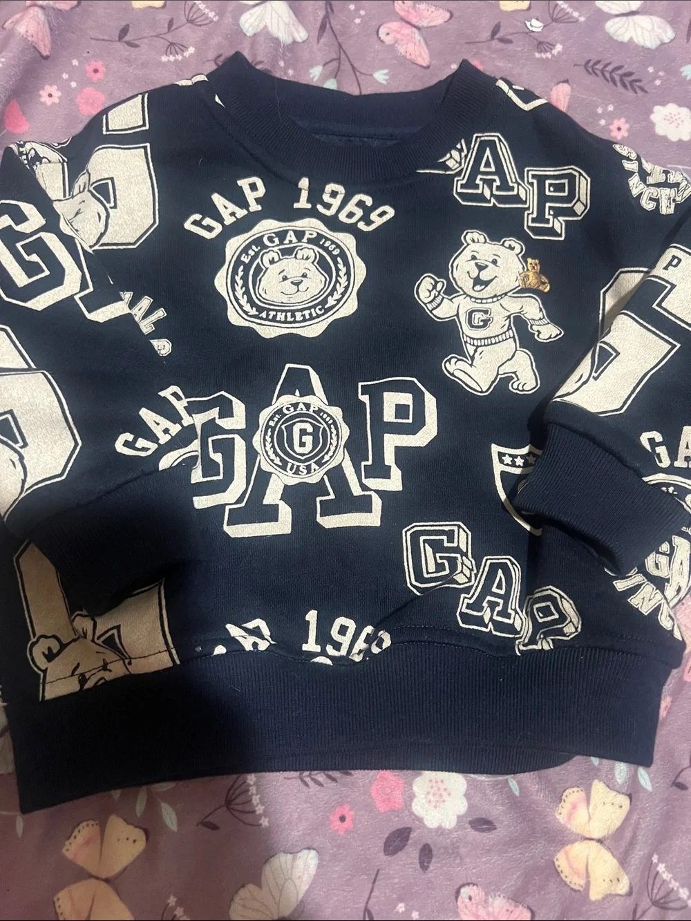 GAP Navy and White Logo Patch Kids Sweatshirt